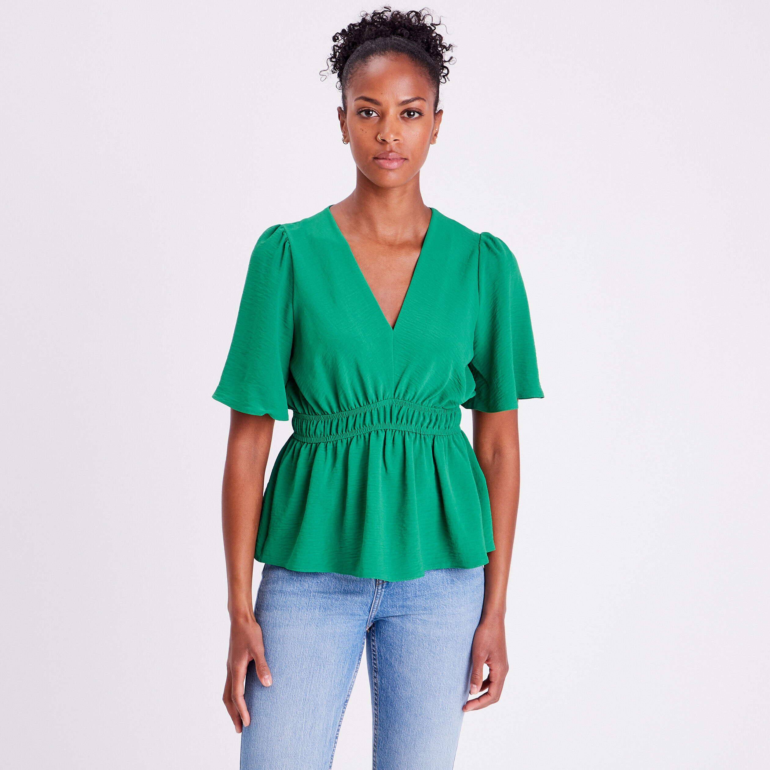 Blouse manches courtes vert femme | Cache Cache
