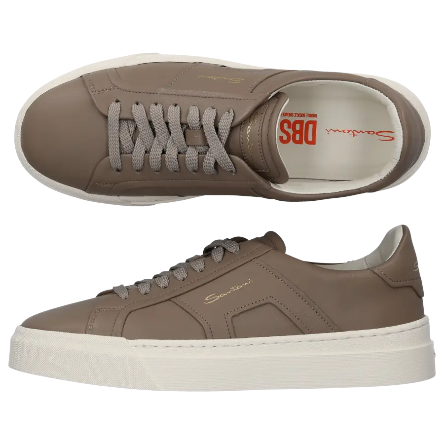 Santoni - Sneaker low DOUBLE BUCKLE Kalbsleder - grau
