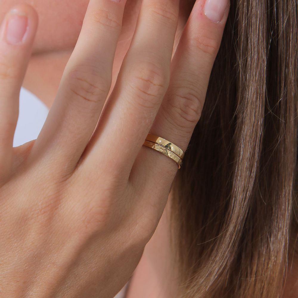Elli Elli Bague Femmes Ensemble Basique Look Martelé Combinable en Argent Sterling 925 Bague