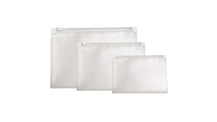 PAPERZONE Zipper Dokumententaschen Set 3-tlg. transparent