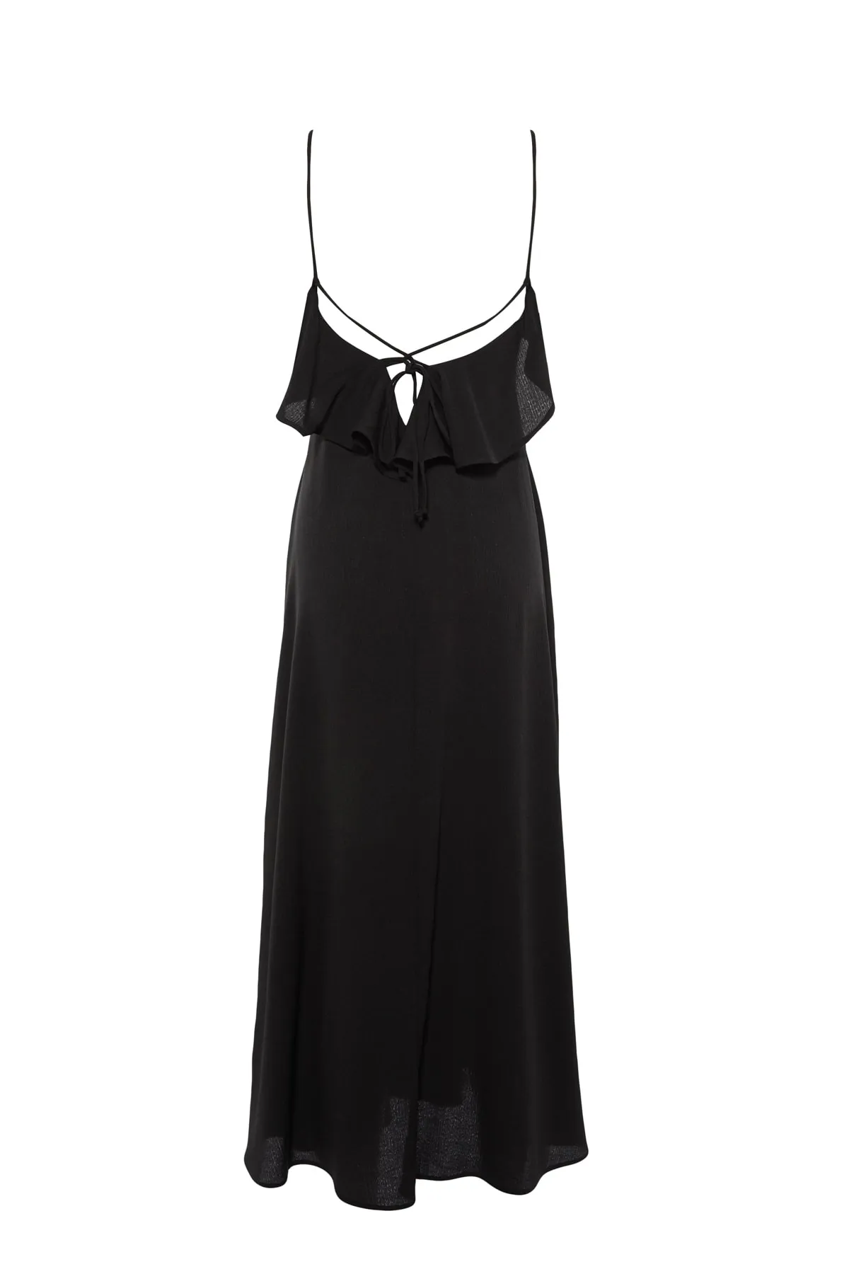 Trendyol Collection  Schwarzes Maxi-Strandkleid mit gewebtem Volant TBESS19WY0004