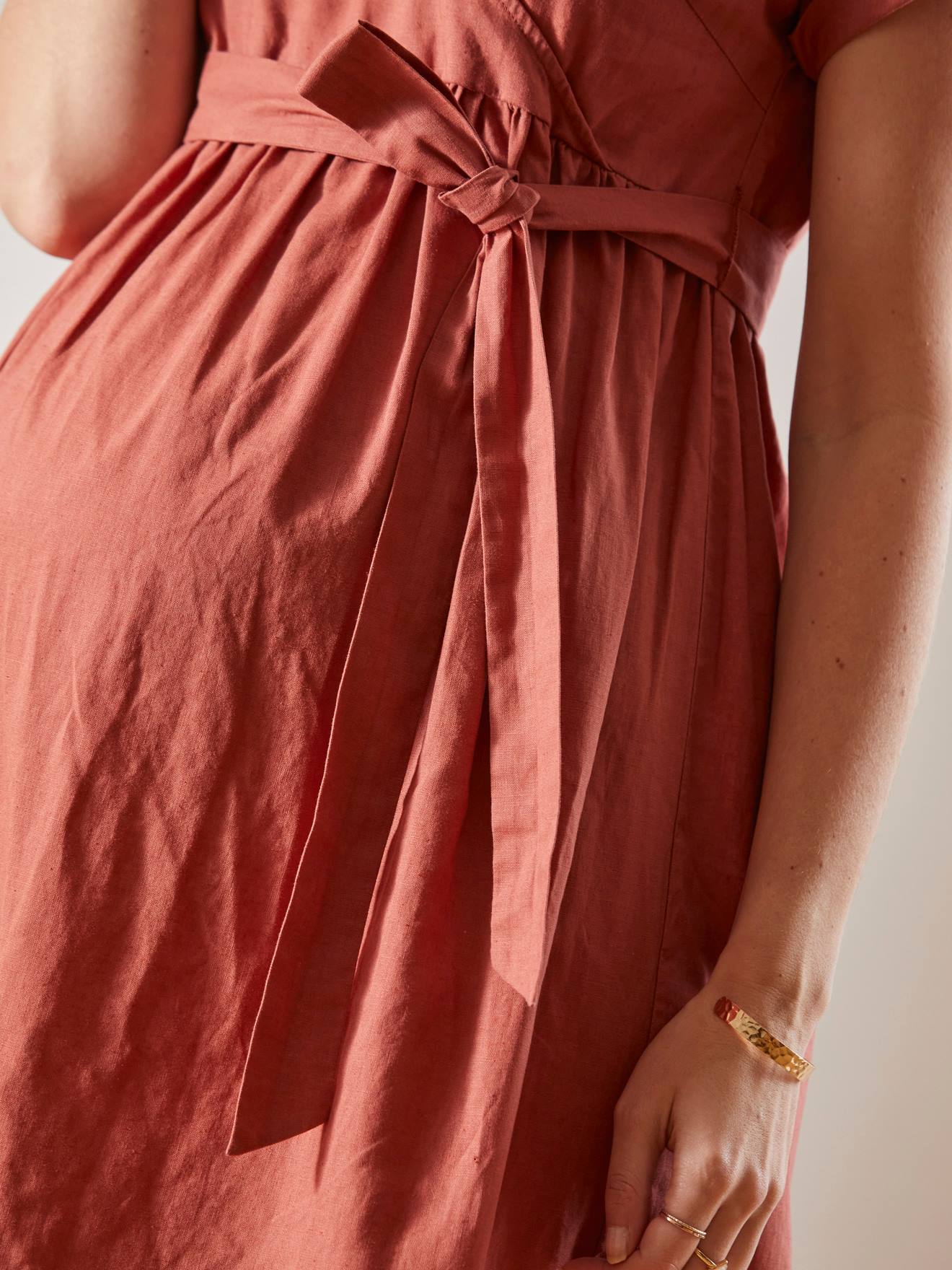 Vertbaudet Maxikleid in Wickelform für Schwangerschaft & Stillzeit - rot