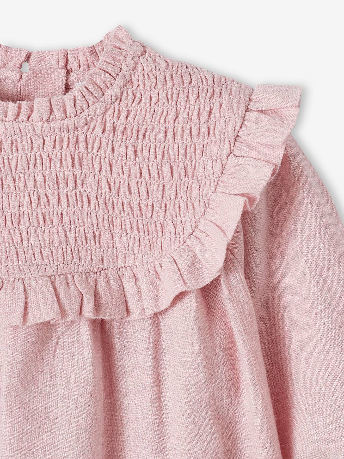 Vertbaudet Mädchen Baby-Set: Bluse gesmokt & Haarband - lila