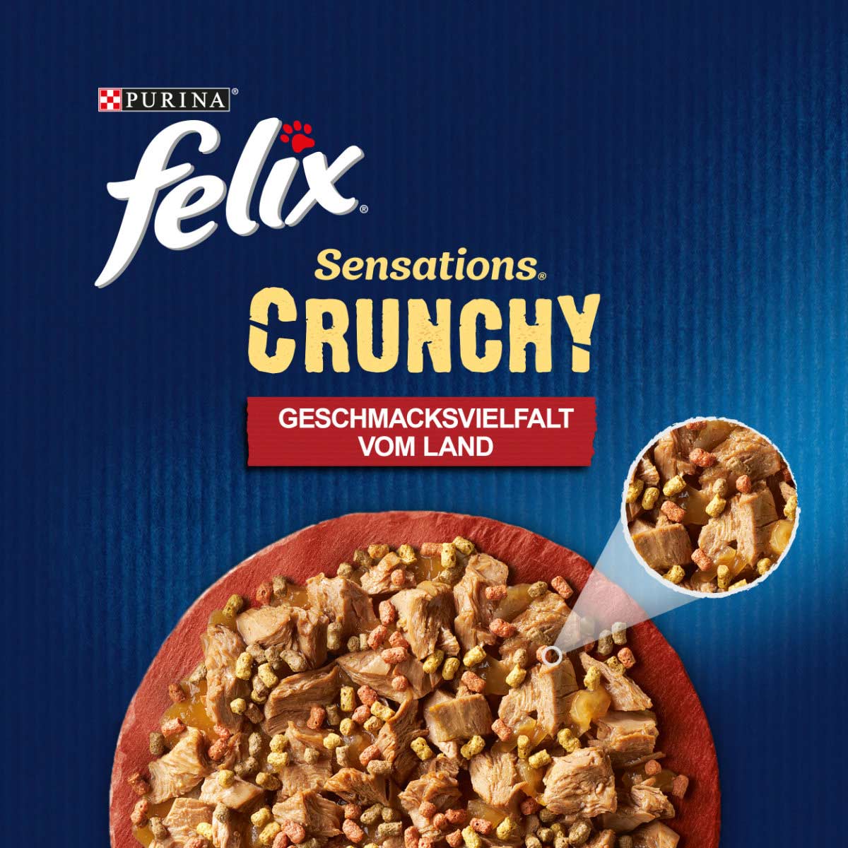 FELIX Sensations Crunchy in Gelee Geschmacksvielfalt vom Land 20x84g +2x40g Knusperstückchen