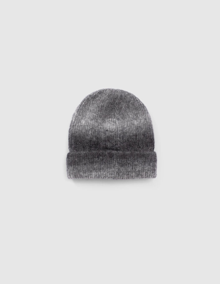 Bonnet gris tricot côtelé effet deep dye fille
