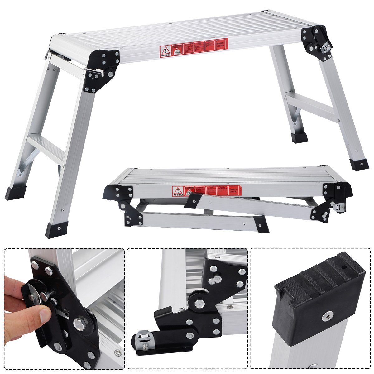 COSTWAY Arbeitsplattform, mit Antirutschmatten, bis 150kg, Alu