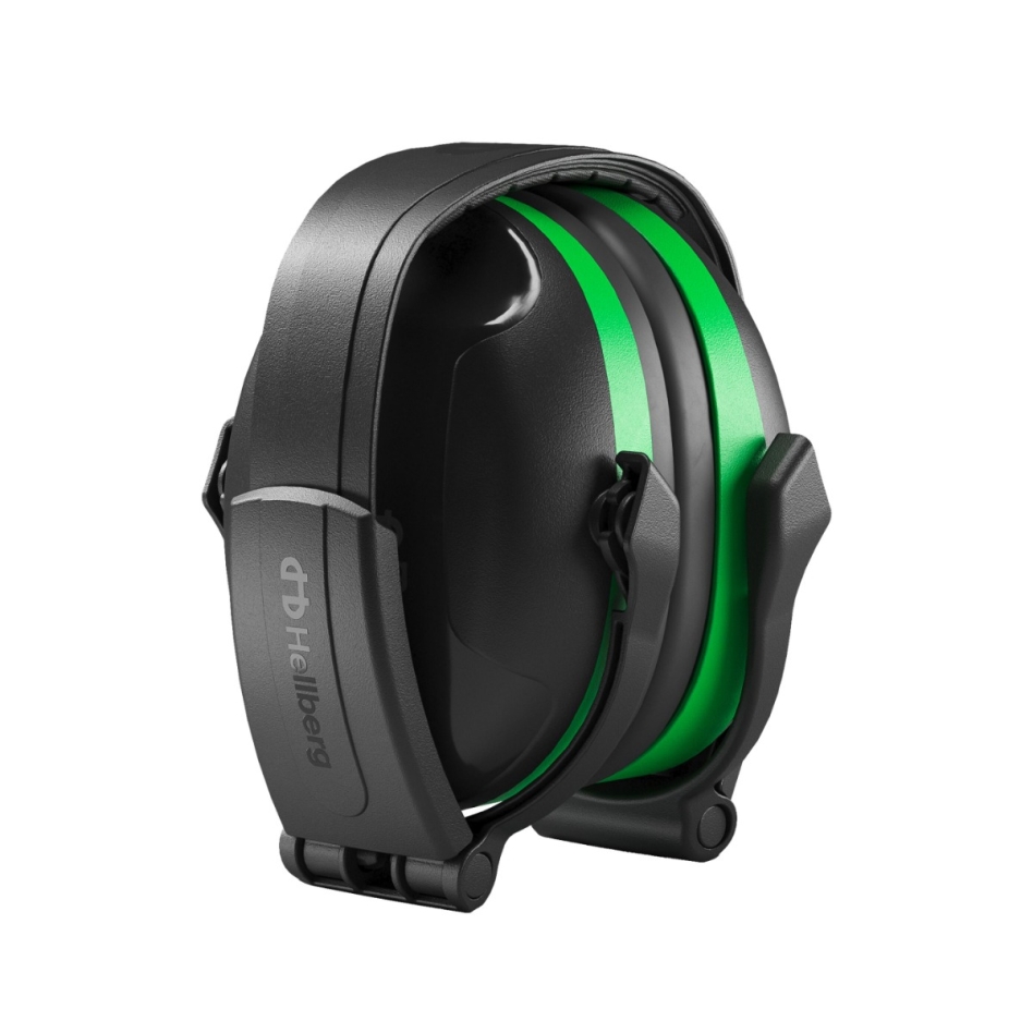 Cuffie antirumore pieghevoli Hellberg 41501-001 Secure 1, colore verde, con archetto, SNR 27 dB, livello 1.
