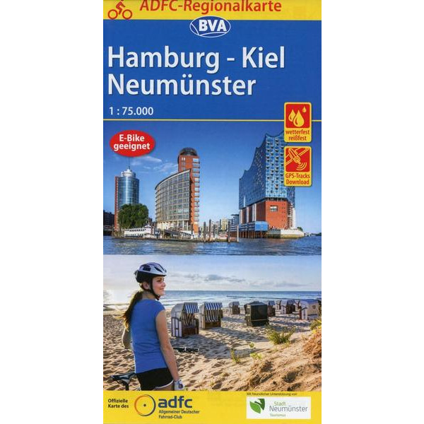 ADFC-Regionalkarte Hamburg/Neumünster/Kiel 1:75.000, reiß- und wetterfest, mit GPS-Tracks-Download - Fahrradkarte