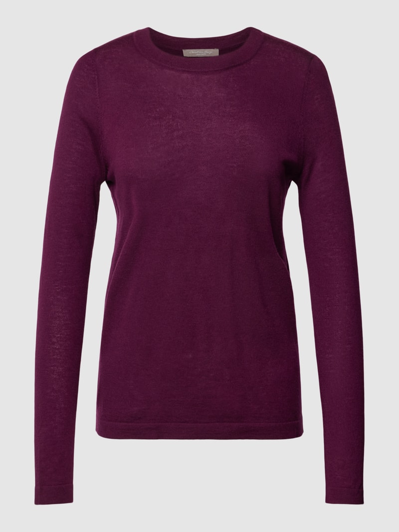 Strickpullover mit Runhalsausschnitt in pflaume