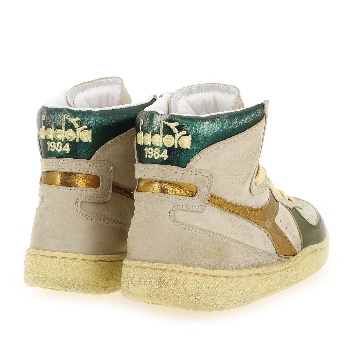 Diadora heritage  MI BASKET METAL OYSTER - Blanc cassé Doré