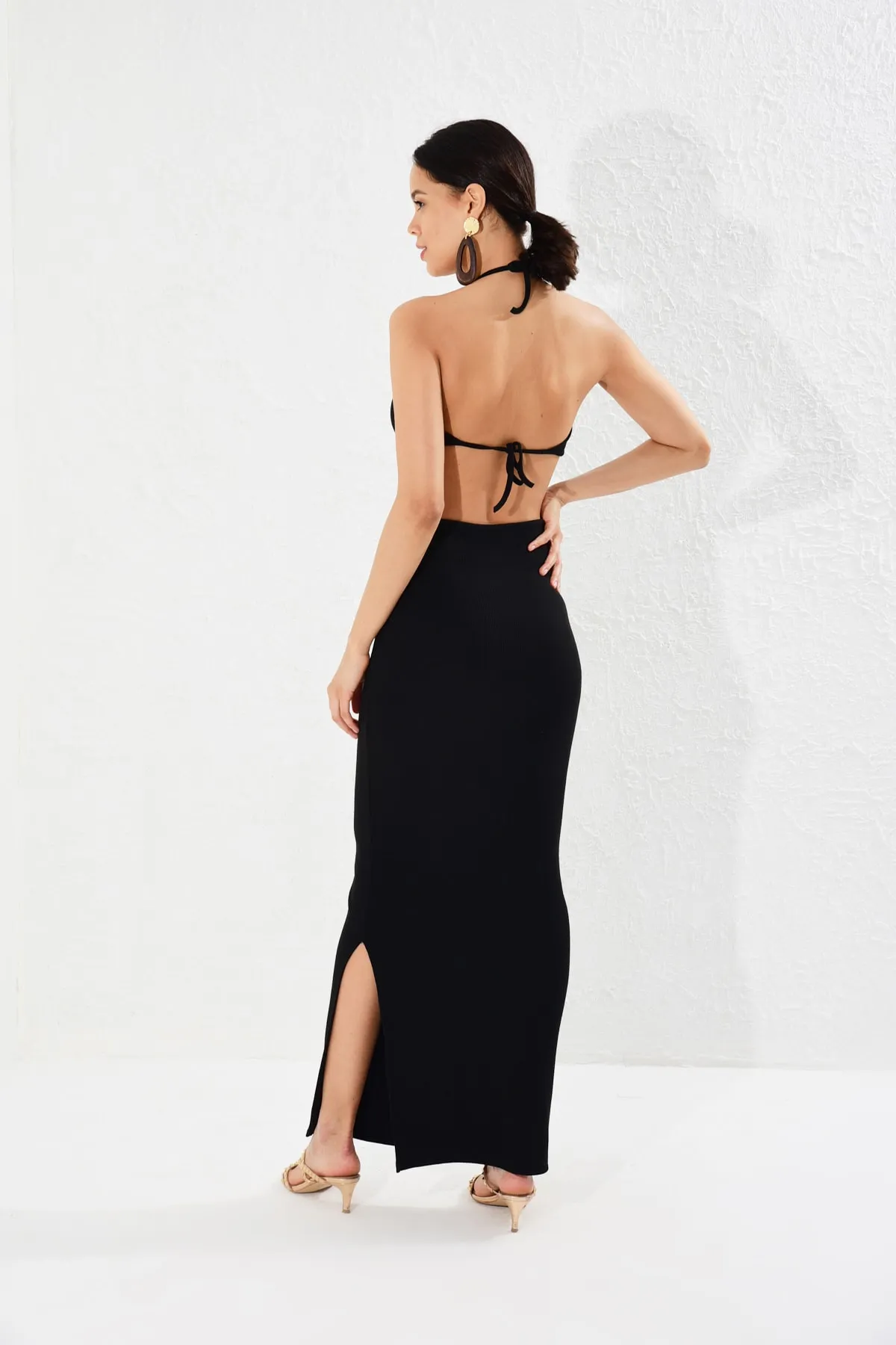 Cool & Sexy  Schwarzes Camisole-Kleid mit offener Taille für Damen Yİ1814