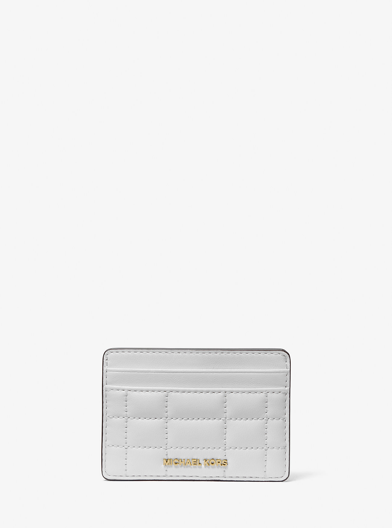 Etui na karty Jet Set z pikowanej skóry - OPTIC WHITE