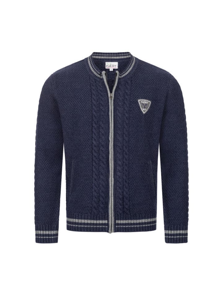 Nübler Trachtenstrickjacke Langarm Henry in Blau günstig kaufen