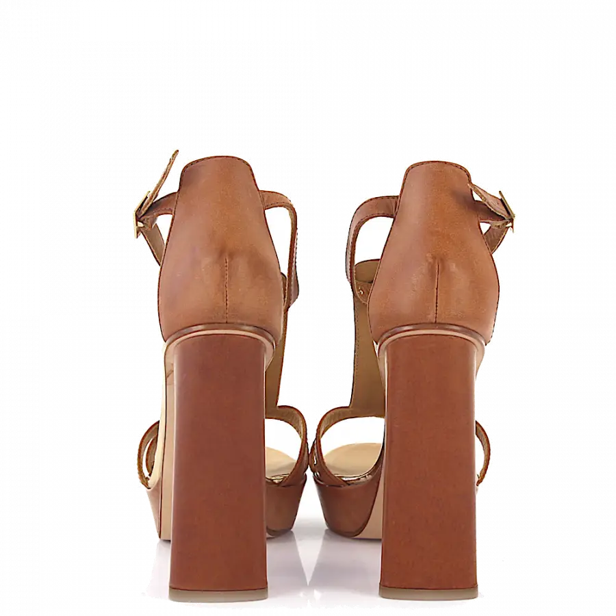 Dsquared2 - Plateausandalen Glattleder Kalbsleder Zierkette braun - braun