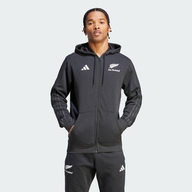 adidas All Blacks Rugby 3-Streifen Kapuzenjacke Sweatjacke Herren