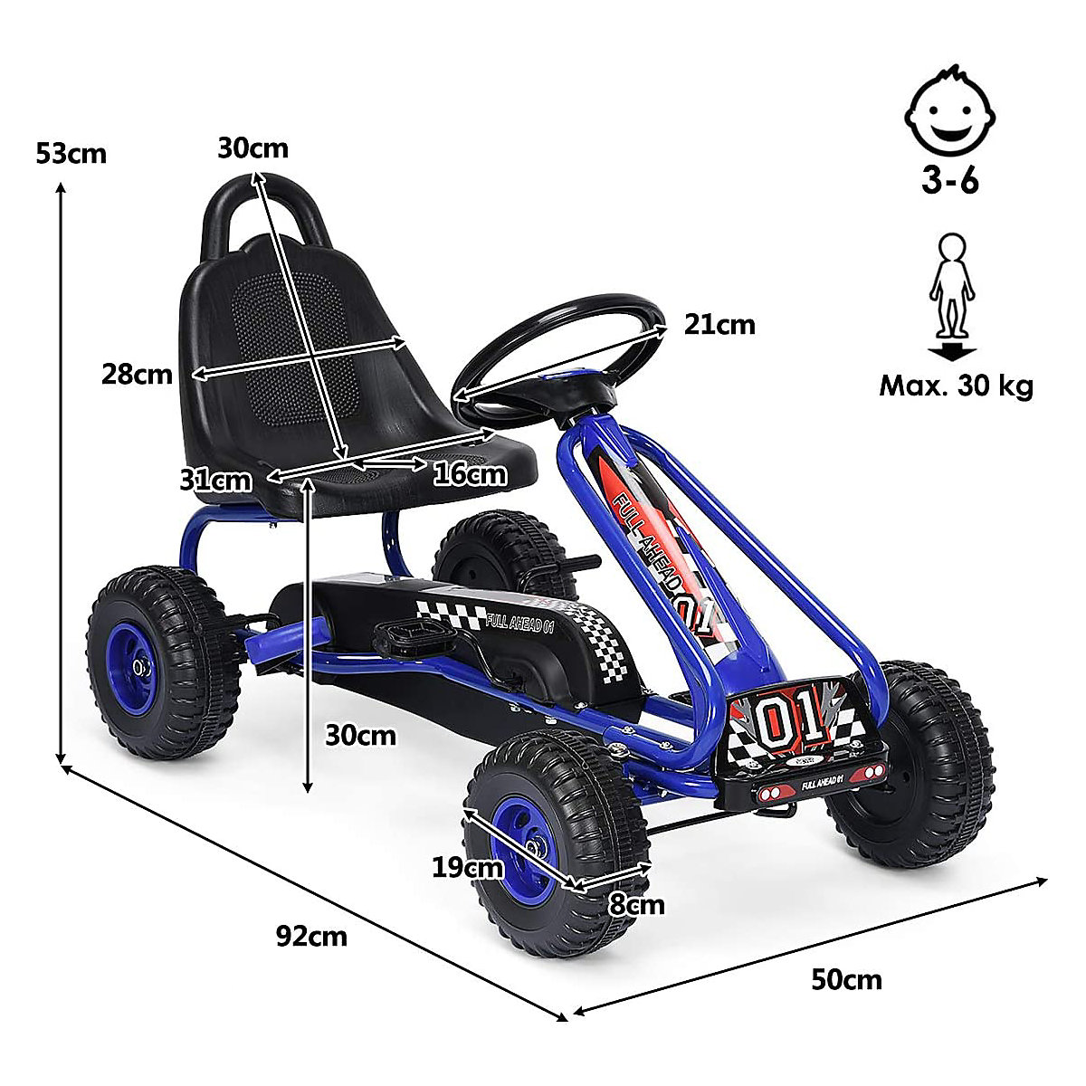 Gokart Mit Handbremse Sitz verstellbar