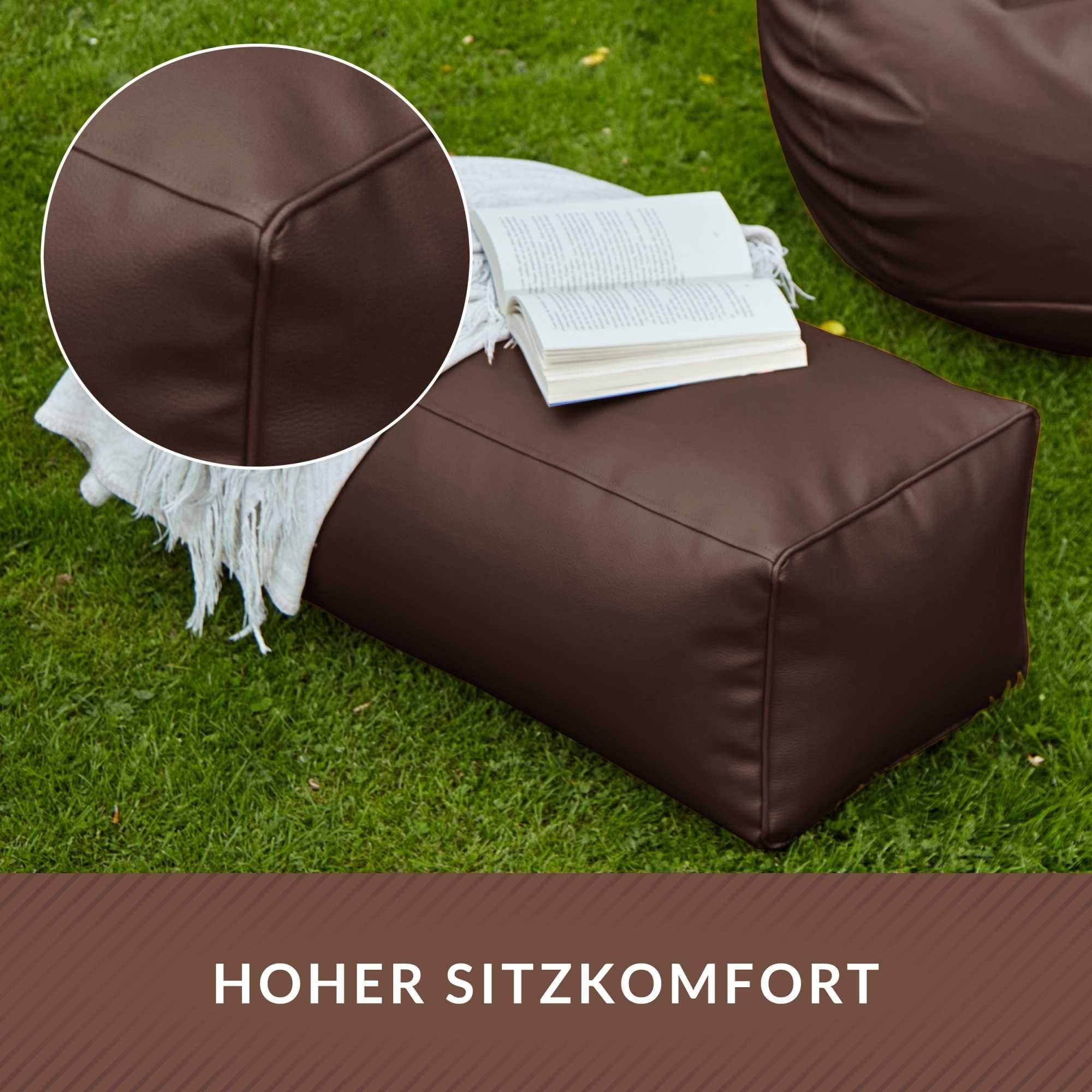 Green Bean Fußhocker Sitzpouf aus Kunstleder in 3 Farben (Pouf Bodenkissen Ablage Hocker Sitzkissen), Sitzhocker mit Füllung, Maße 70x33x28cm - Ergänzung zum Sitzsack