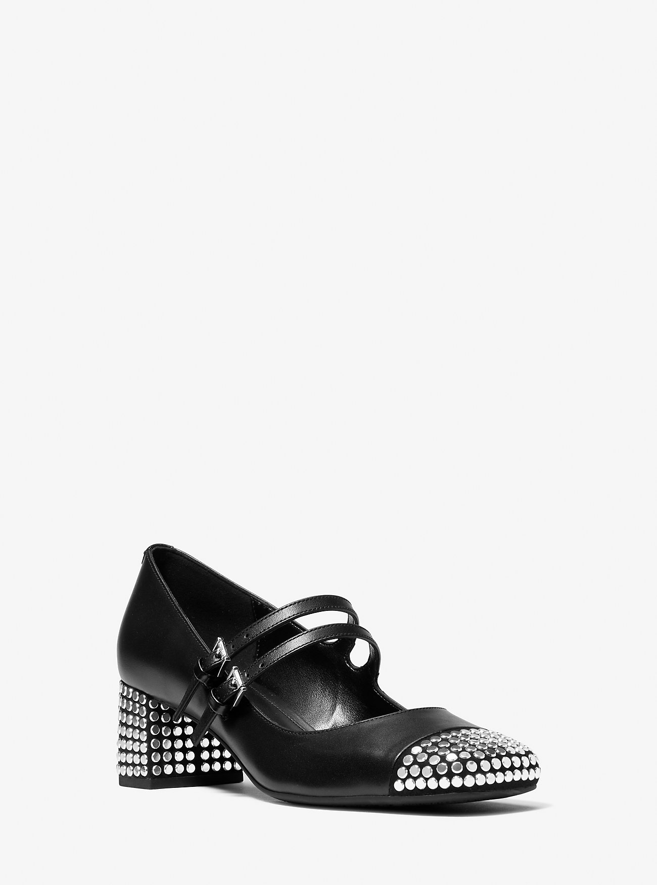 Matilda Studded Leather Mary Jane Pump - BLACK