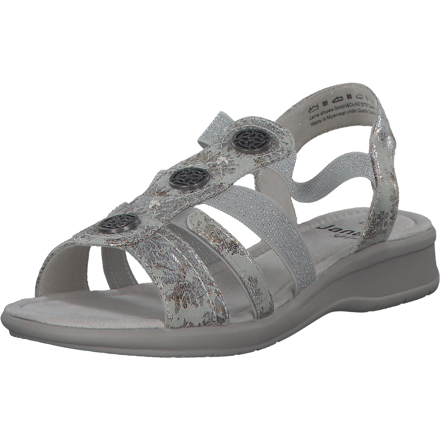 Jana Shoes 28165, Keilsandaletten, Damen, GREY/FLOWER