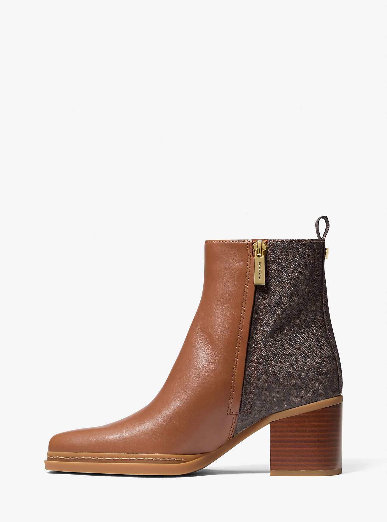Lex Leather and Signature Logo Boot - BROWN/LUGGAGE