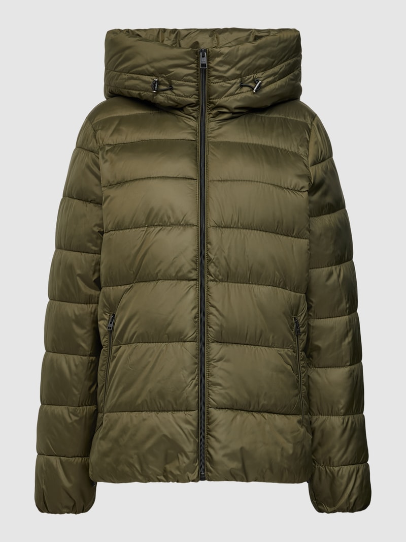 Steppjacke mit seitlichen Eingrifftaschen in dunkelgrün