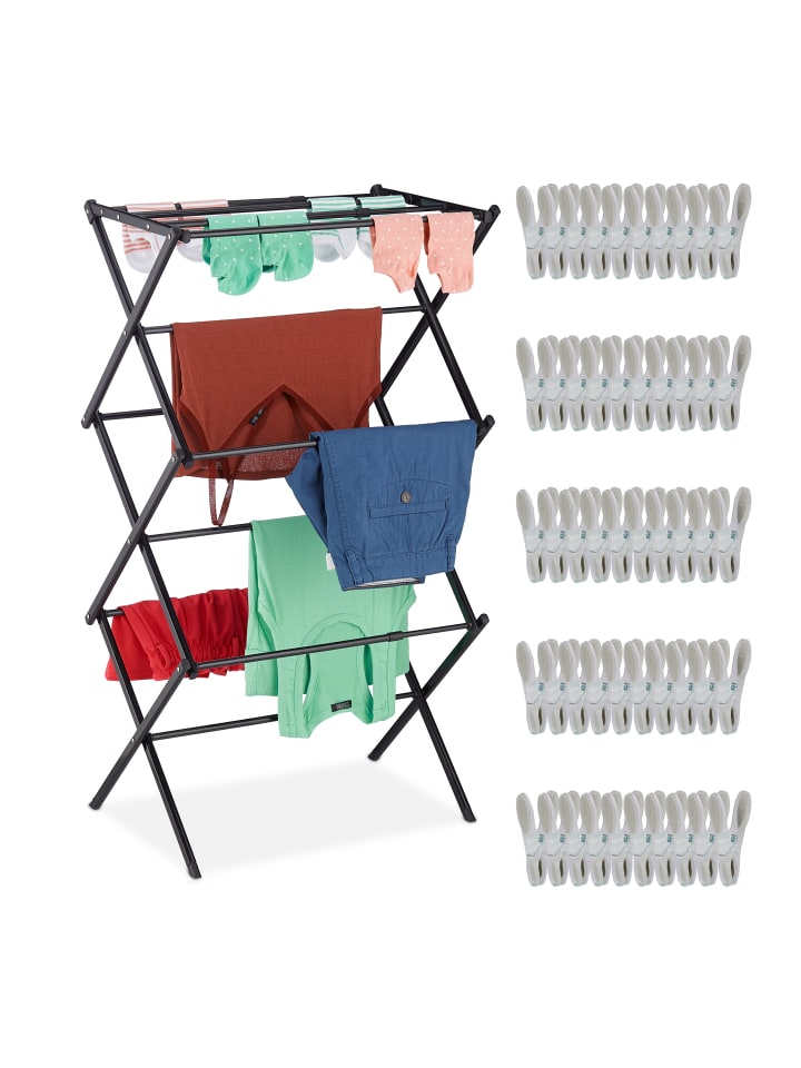 relaxdays Wäscheständer in Schwarz günstig kaufen onesize