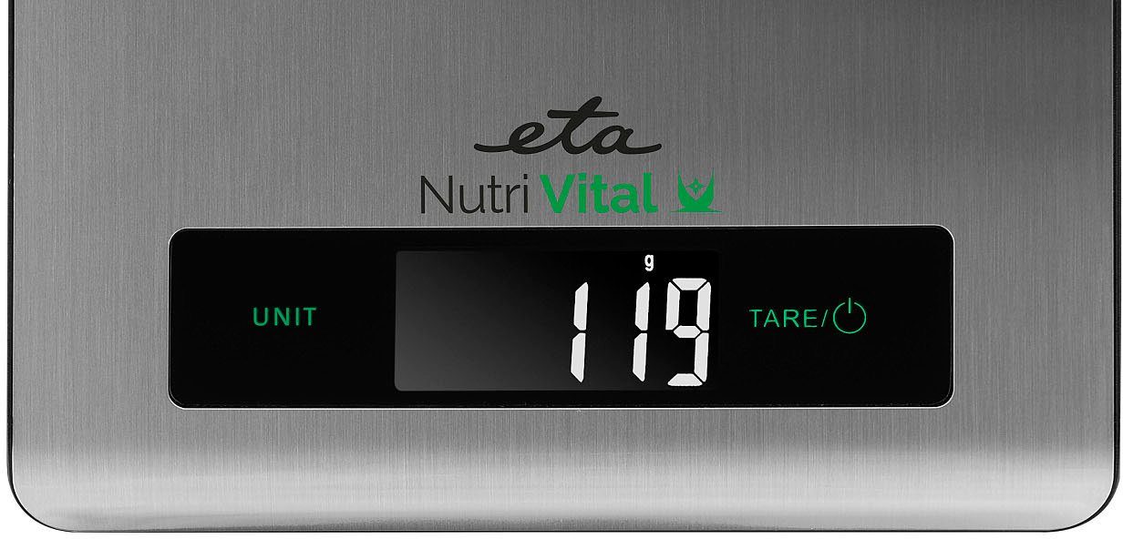 eta Küchenwaage ETA079090000, (1-tlg), Nutri Vital App, bis 5kg, Genauigkeit 1g, TARE
