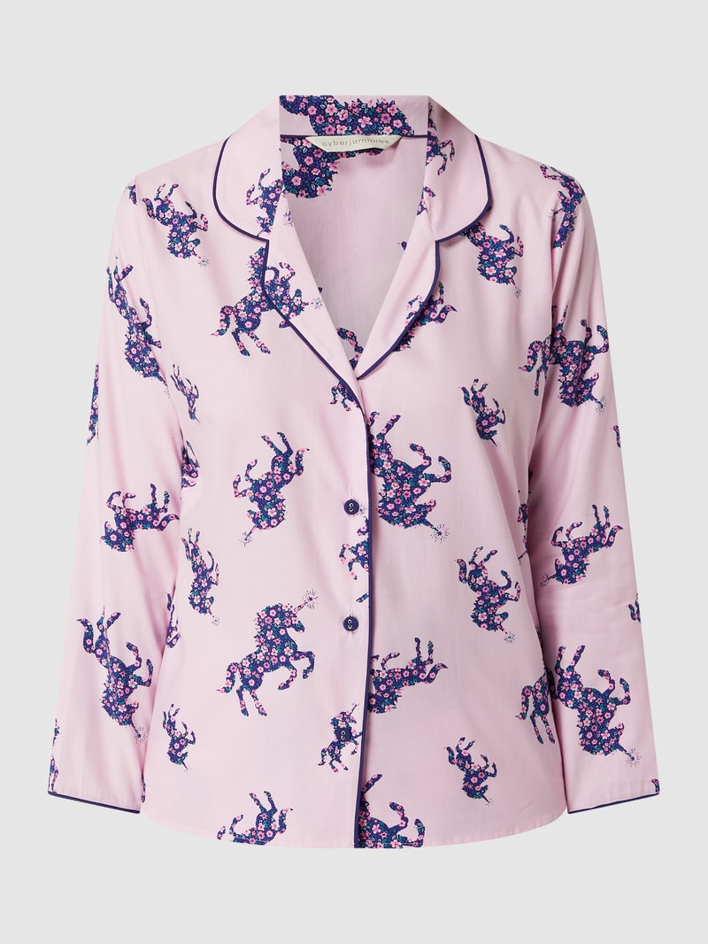 Pyjama-Oberteil aus Baumwoll-Modal-Mix Modell 'Ariana' in rosa