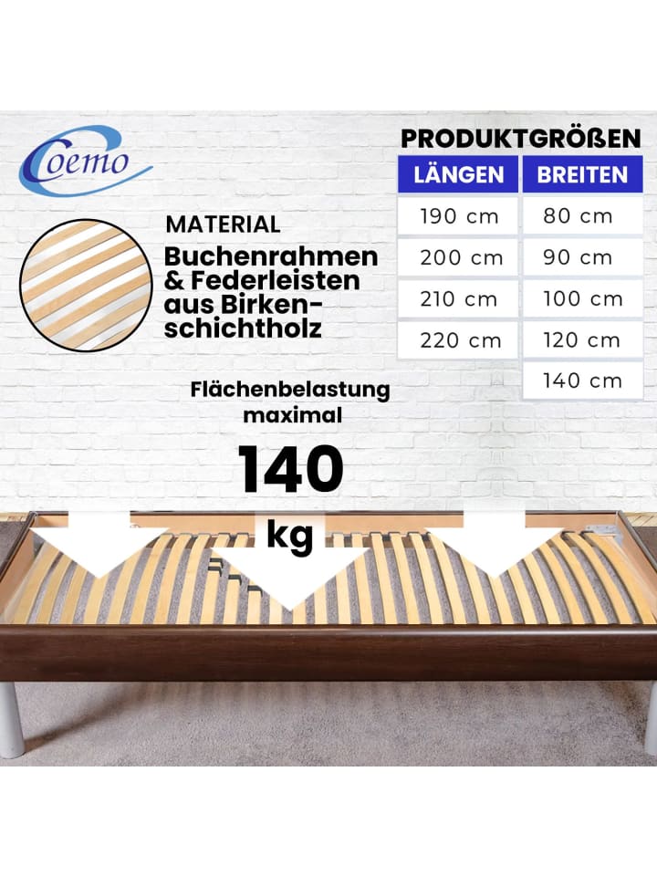 Coemo Lattenrost BASIC starr - nicht verstellbar in Natur günstig kaufen