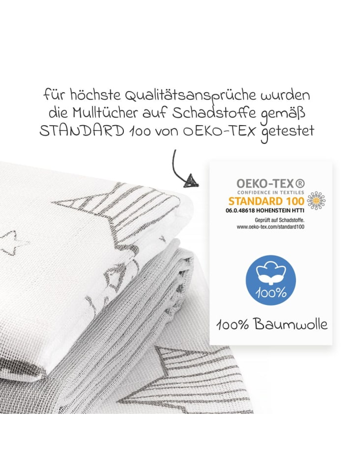 Makian Mullwindel / Mulltuch 4er Pack 70 x 70 cm - Sterne günstig kaufen onesize