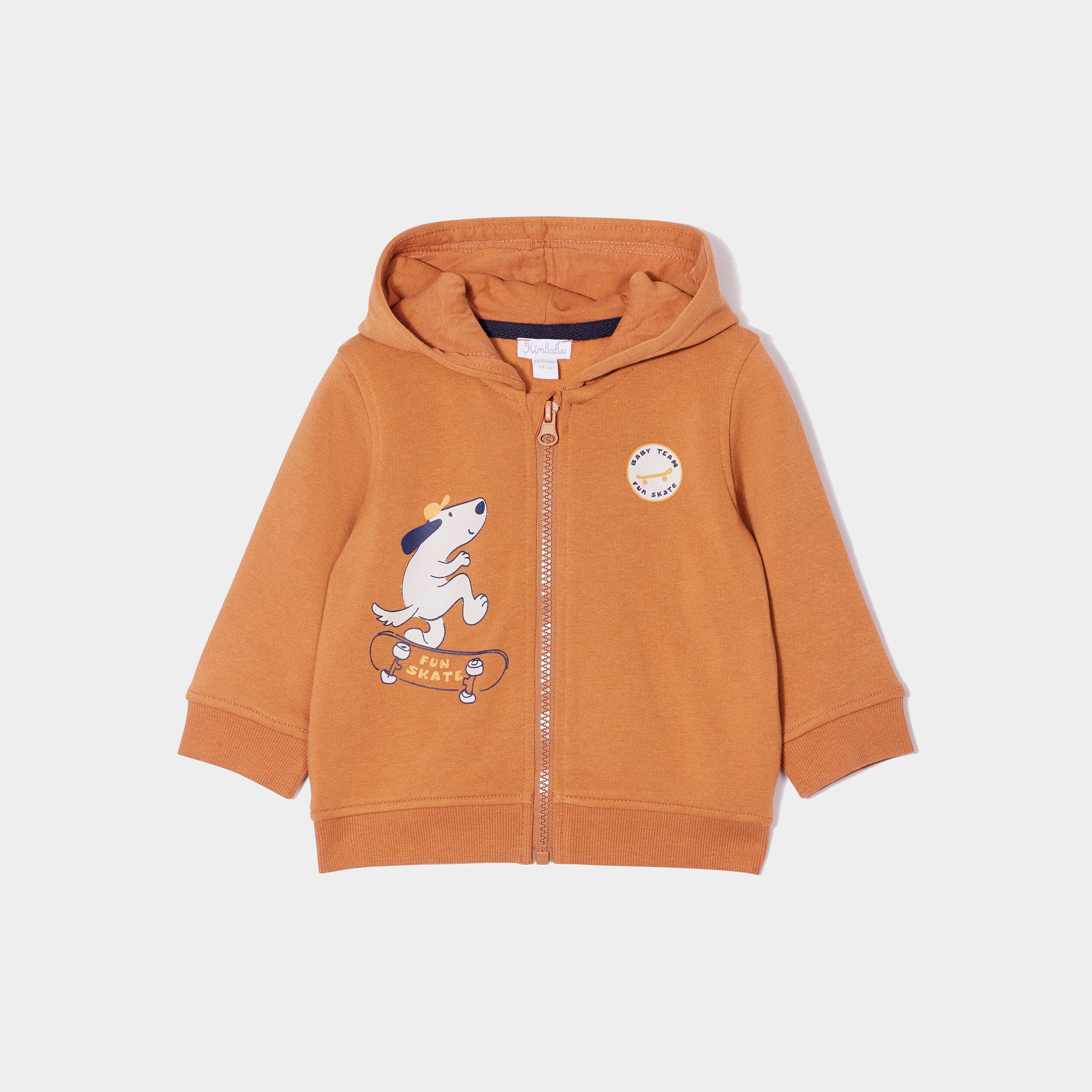 Sweat à capuche zippé marron cognac bébé garçon | La Halle