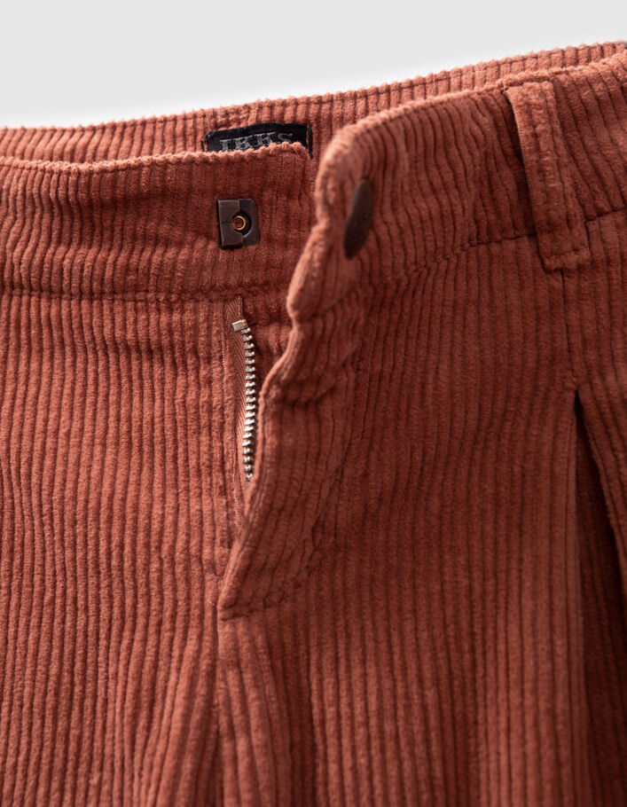 Pantalon large rose cuivré en velours côtelé fille