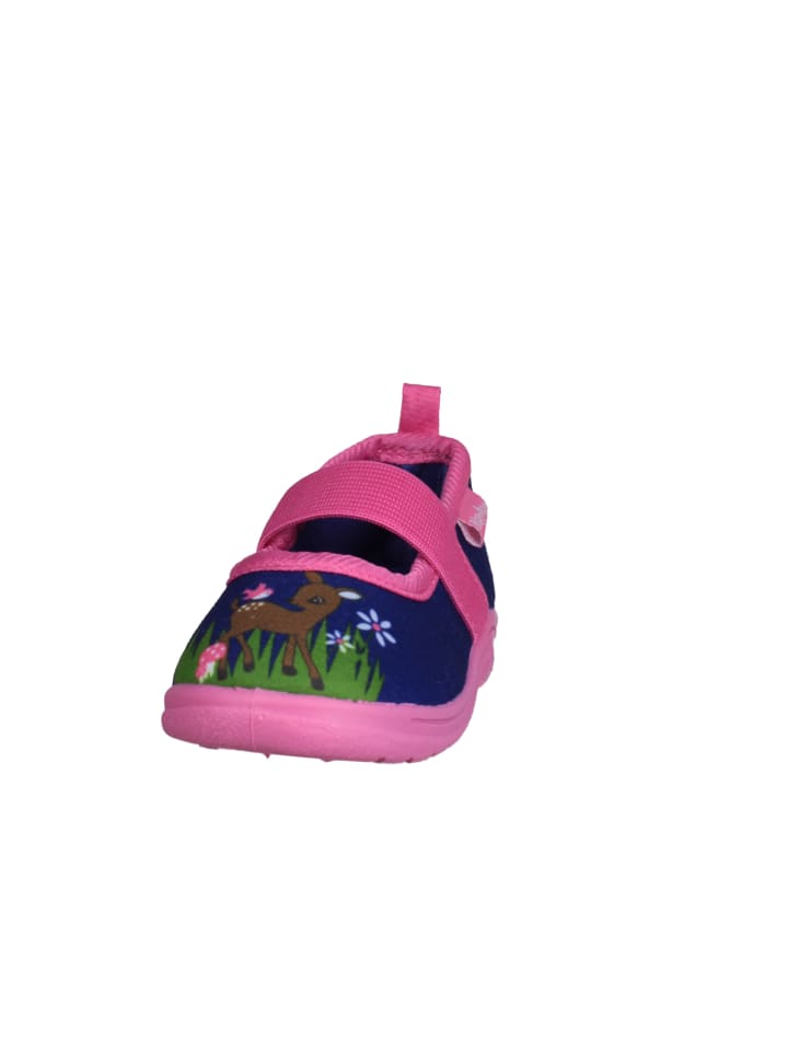 Playshoes Hausschuh Reh in Marine/Pink günstig kaufen