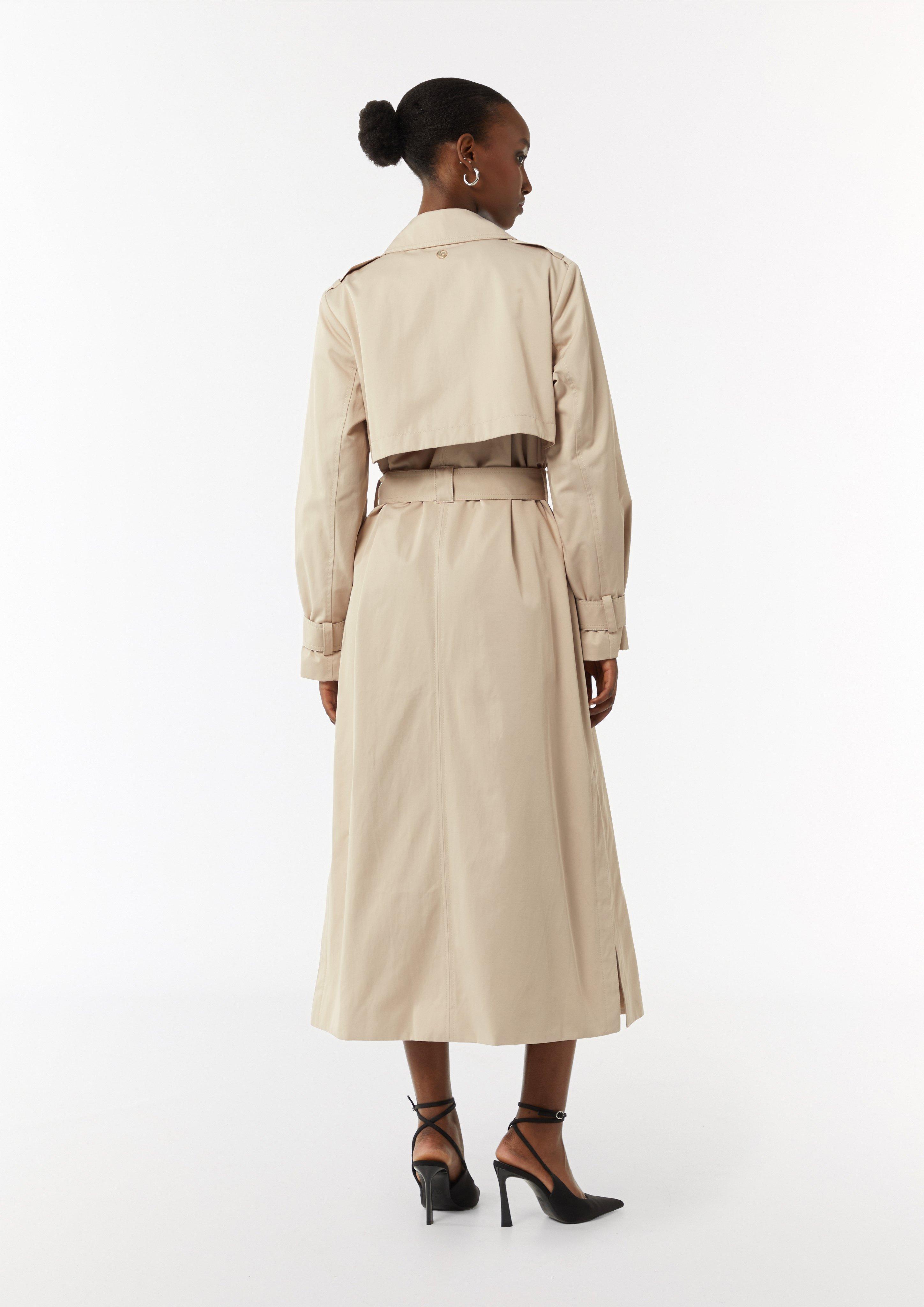 Langer Trenchcoat aus Baumwollmix - beige