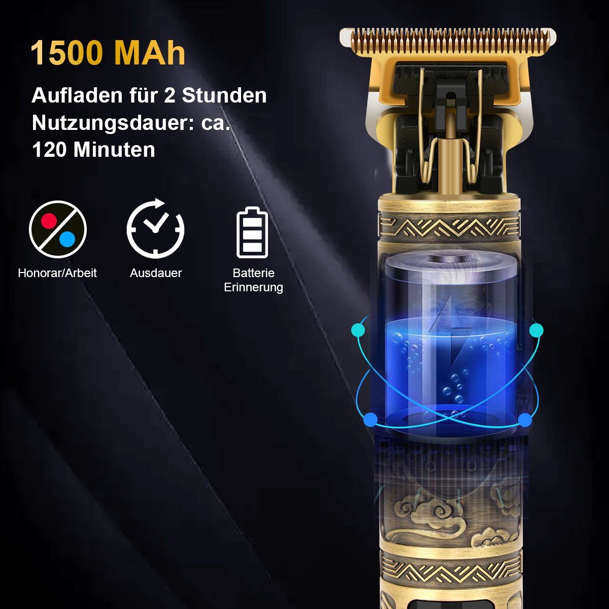 7Magic Haar- und Bartschneider, Haarschneidemaschine Haartrimmer Barttrimmer, Konturenschneider für Männer mit 3 Kamm und LED Anzeige