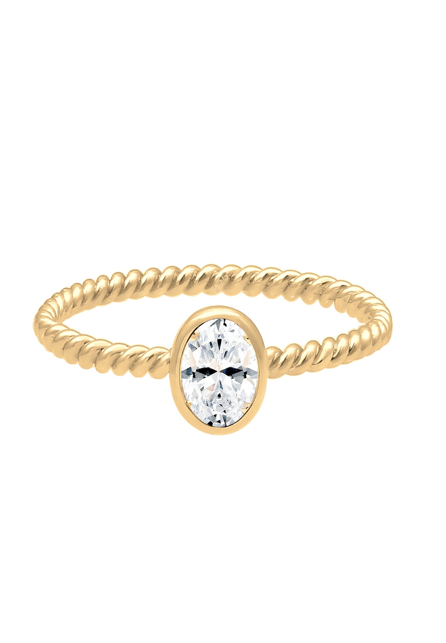 Elli PREMIUM Elli PREMIUM Women's Twisted Engagement Band Ring with Topaz Gemstone in 925 Sterling Silver Gold Plated