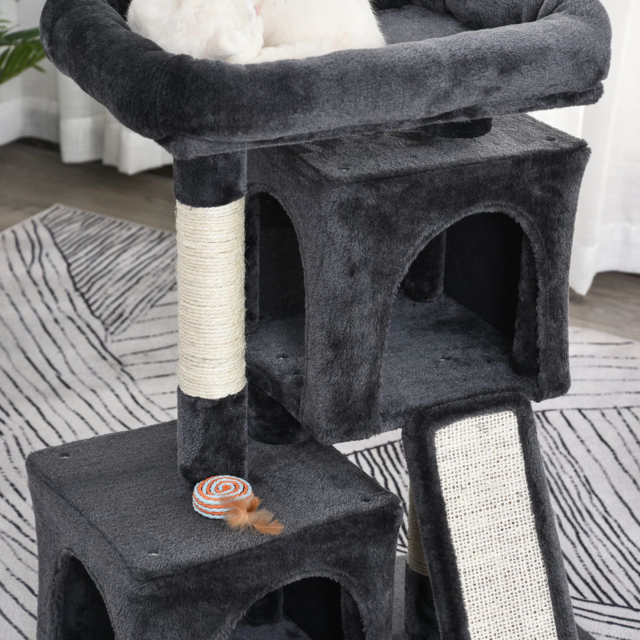 PawHut Katzenbaum Katzenkratzbaum Katzenbaum mit Sisalsäulen Dunkelgrau