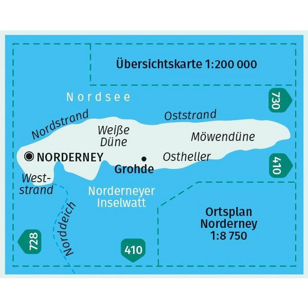 KOMPASS Wanderkarte Norderney im Nationalpark Niedersächsisches Wattenmeer 1:17 500 - Wanderkarte