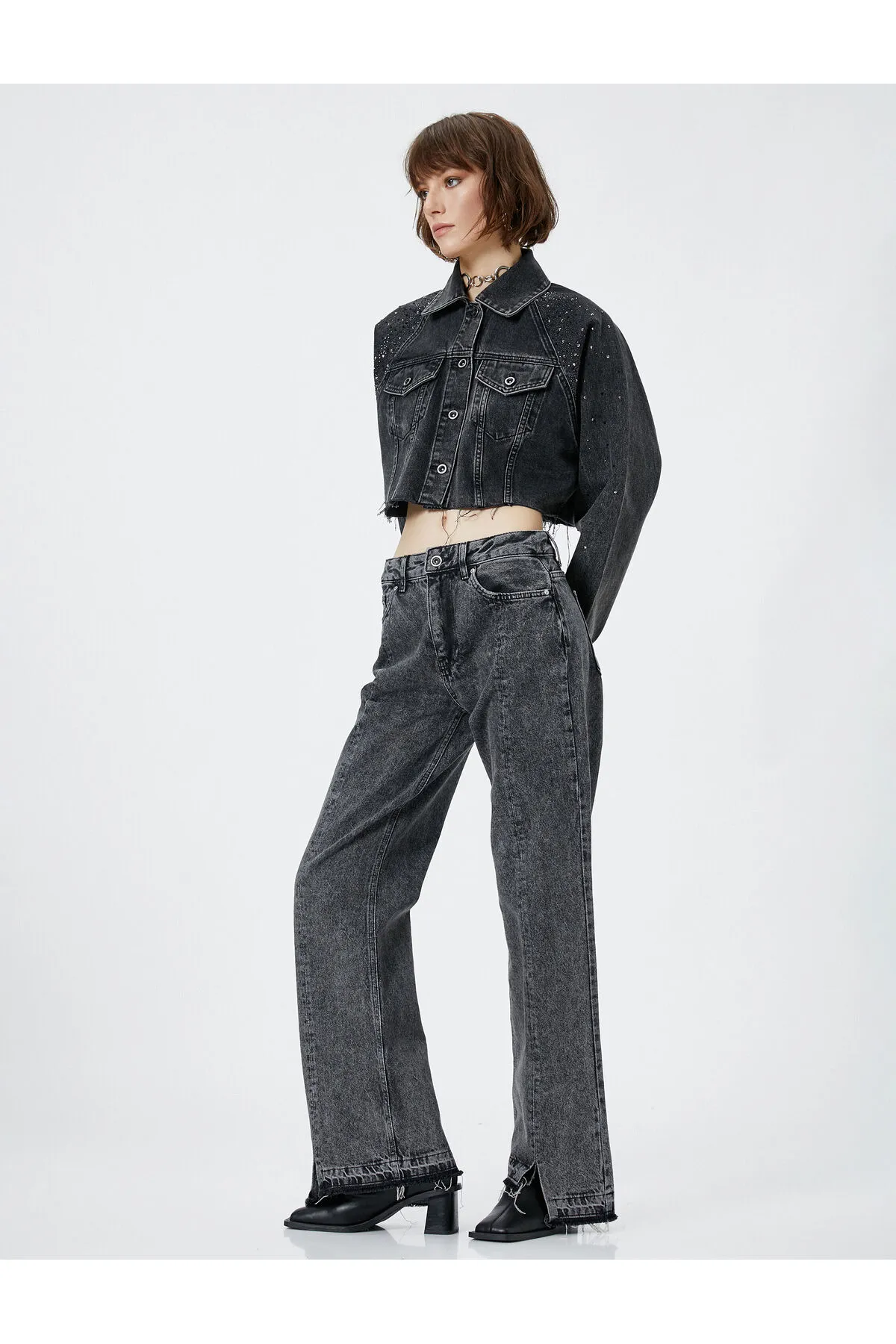 Koton  Jeans mit geradem Bein, Standardbund, Baumwolltasche – Nora Jeans