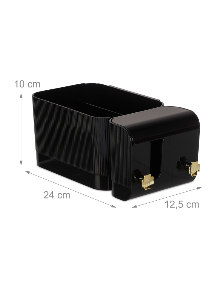 relaxdays Kosmetik Organizer in Schwarz/ Gold - (B)24 x (H)10 x (T)12,5 cm günstig kaufen onesize