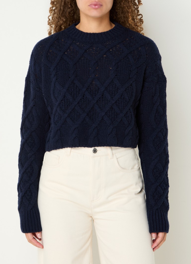 Max & Co Ape cable-knit cropped wool sweater with openwork design
