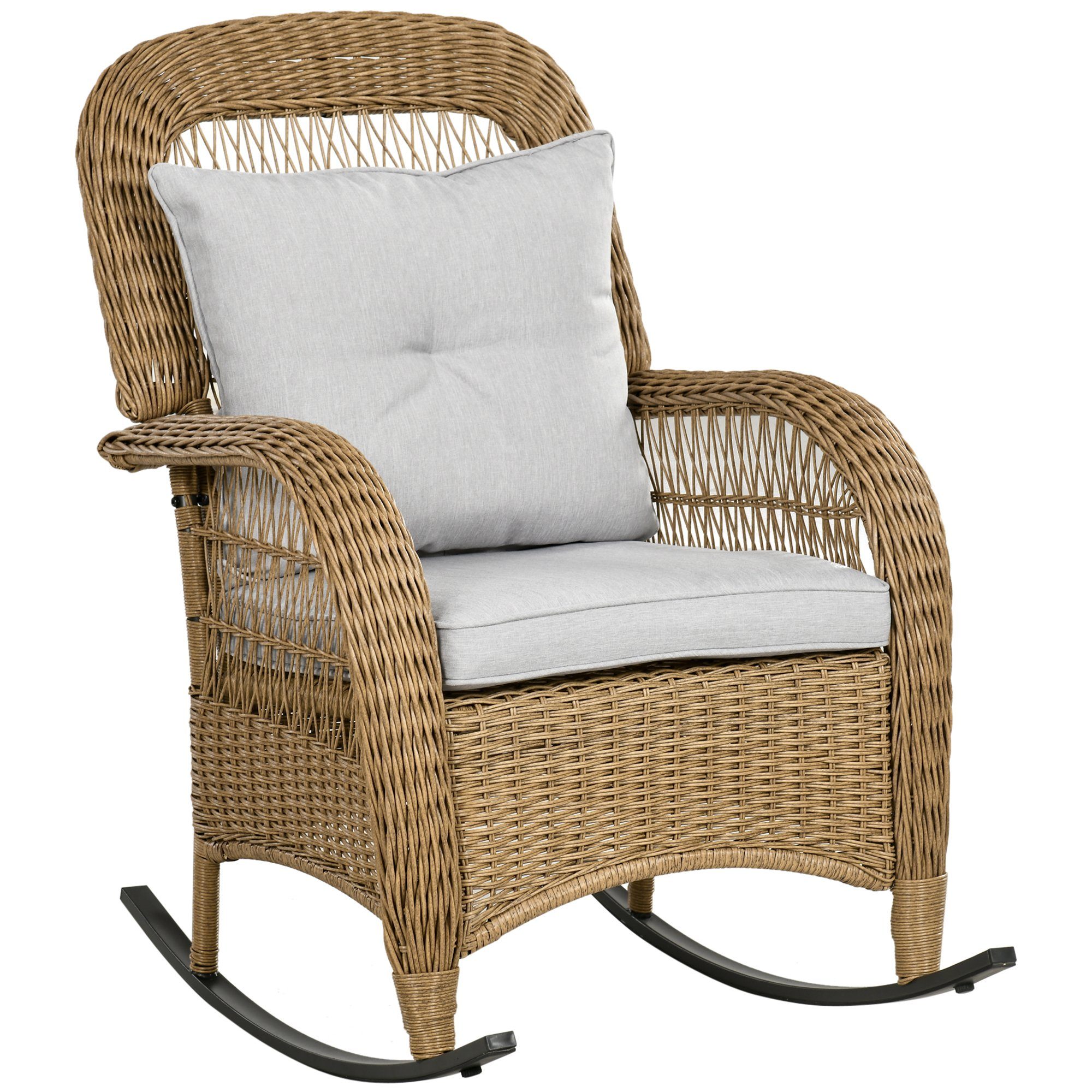 Outsunny Schaukelstuhl im Boho-Stil, waschbare Polsterbezüge (Set, 1 St), mit Sitzkissen