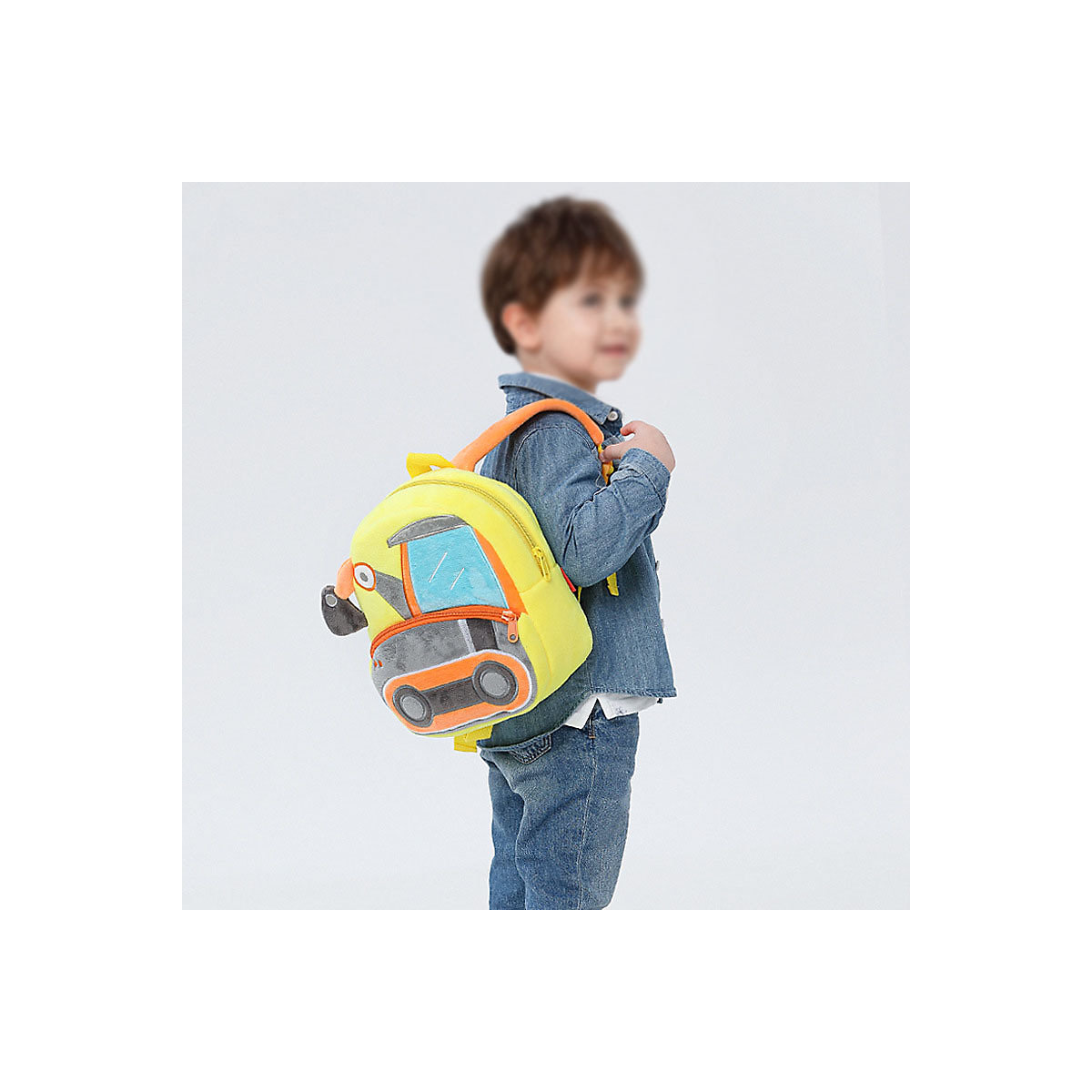 Plüschrucksack für Kinder Niedlicher Cartoon-Kinderrucksack der Engineering Vehicle-Serie