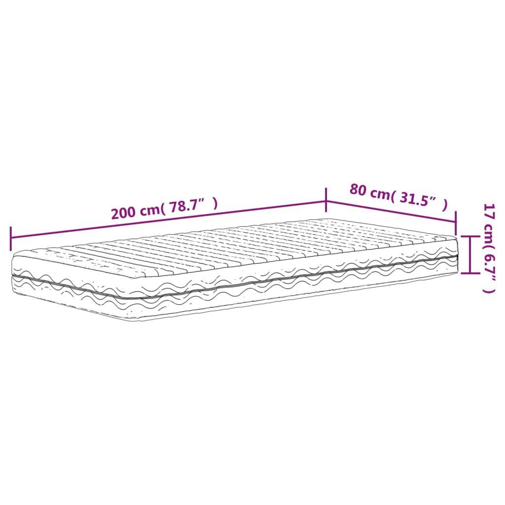 Kaltschaummatratze Schaumstoffmatratze Weiß 80x200 cm Härtegrad H2 H3, vidaXL, 0 cm hoch