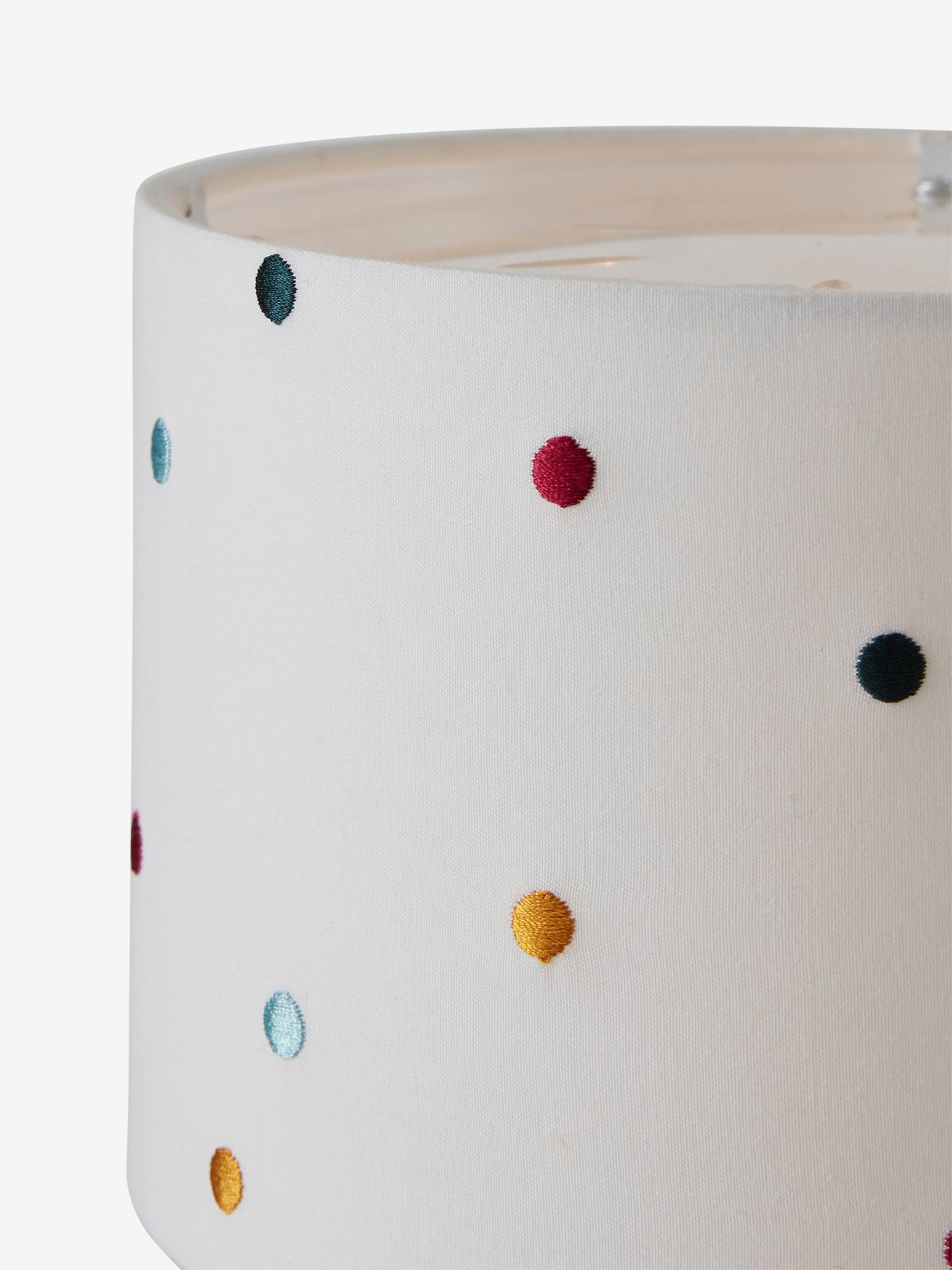 Lampe de chevet pois brodés beige / multicolore