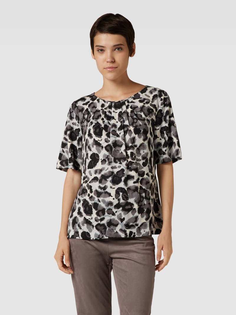 Bluse mit Allover-Muster in hellgrau