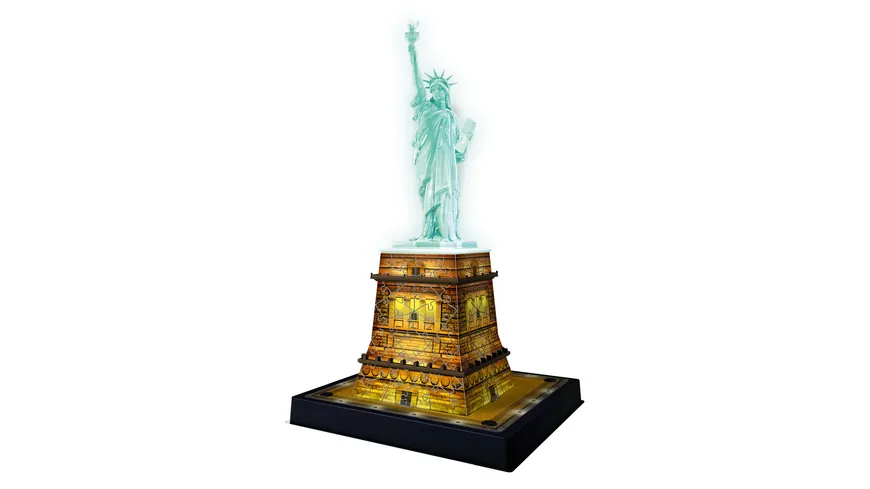 Ravensburger Puzzle - 3D-Puzzle - Freiheitsstatue bei Nacht, 108 Teile