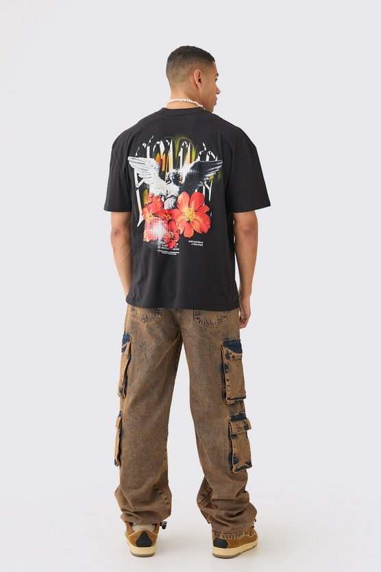 Oversize T-Shirt mit floralem Renaissance-Print