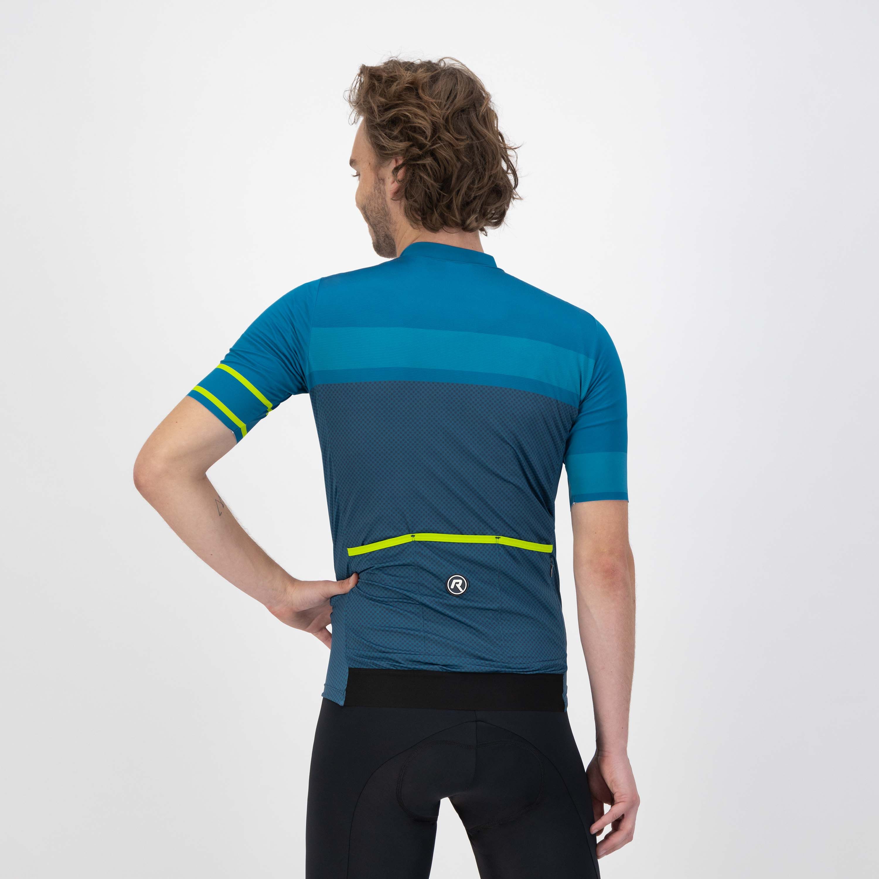 Rogelli Block Blau/Limette Herren Radtrikot Kurzarm