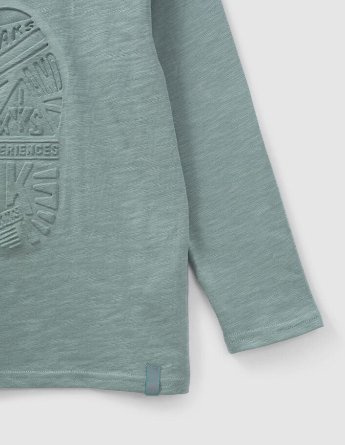 T-shirt vert visuel empreinte pas embossé garçon
